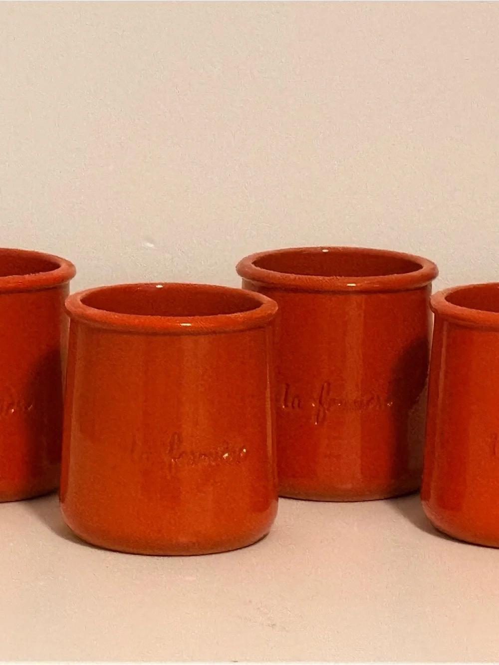 Bright Orange Ceramic Reusable Yogurt Cups — Set of 4